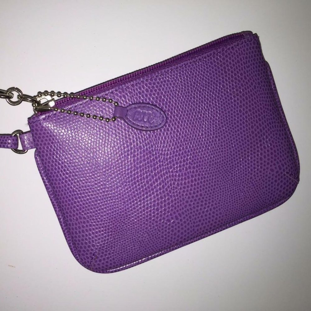AMI Light Purple Embossed Leather Wristlet/Credit card Purse NEW